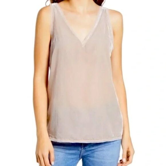 “NWT" Chelsea 28 Tan Memoir Velvet V-Neck Tank Top Size‎ Medium "Nordstrom” - Picture 1 of 11